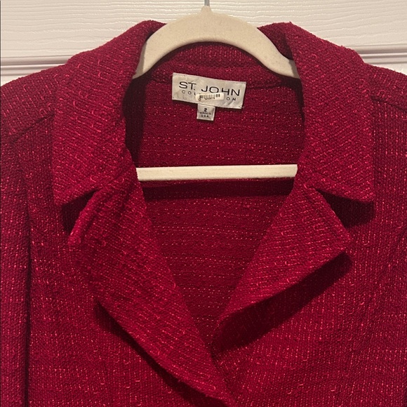 St. John Collection Textured Red Blazer - Picture 4 of 12